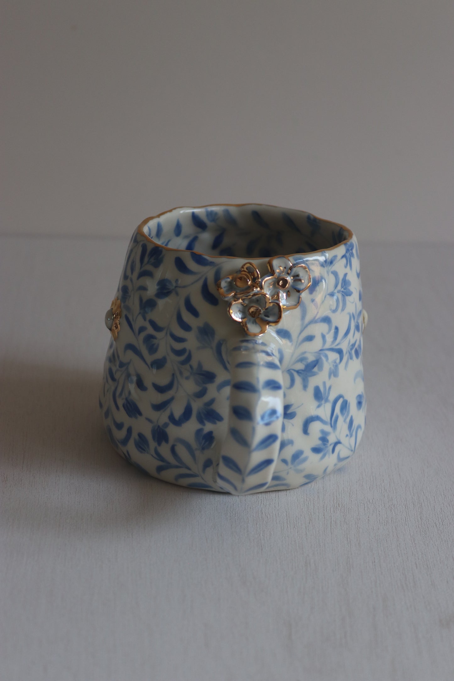 Blue China Mug with Gold Lustre