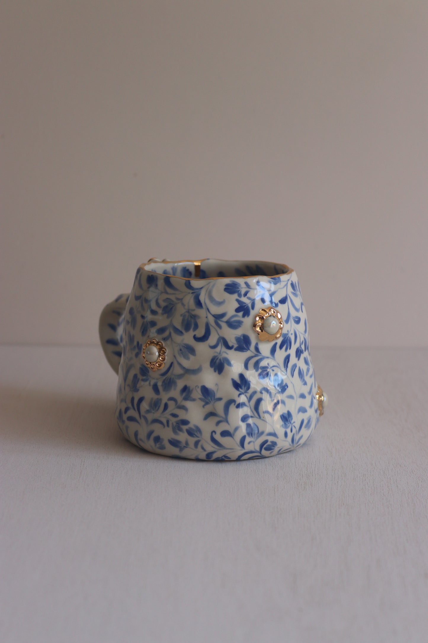 Blue China Mug with Gold Lustre