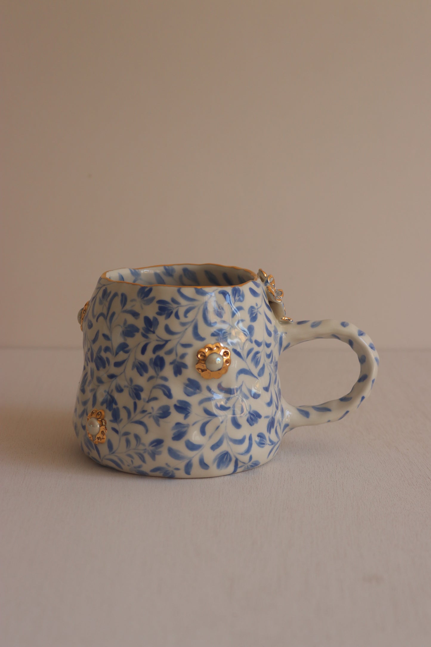 Blue China Mug with Gold Lustre