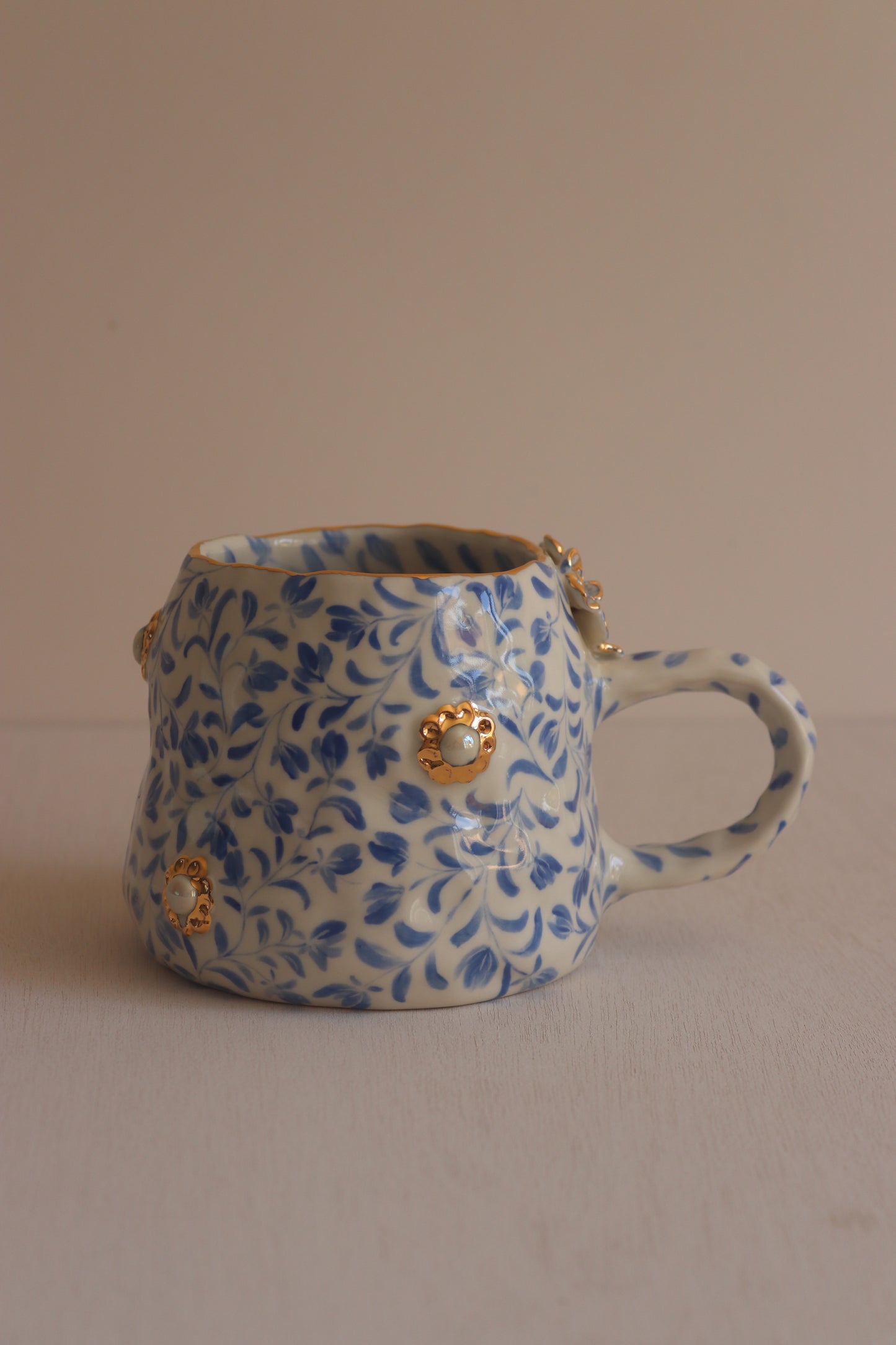 Blue China Mug with Gold Lustre