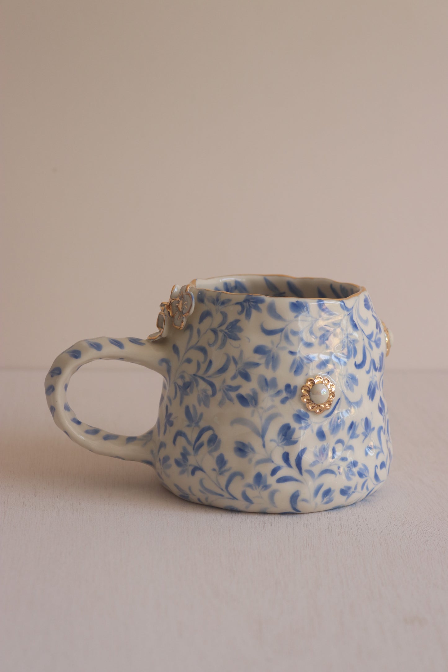 Blue China Mug with Gold Lustre