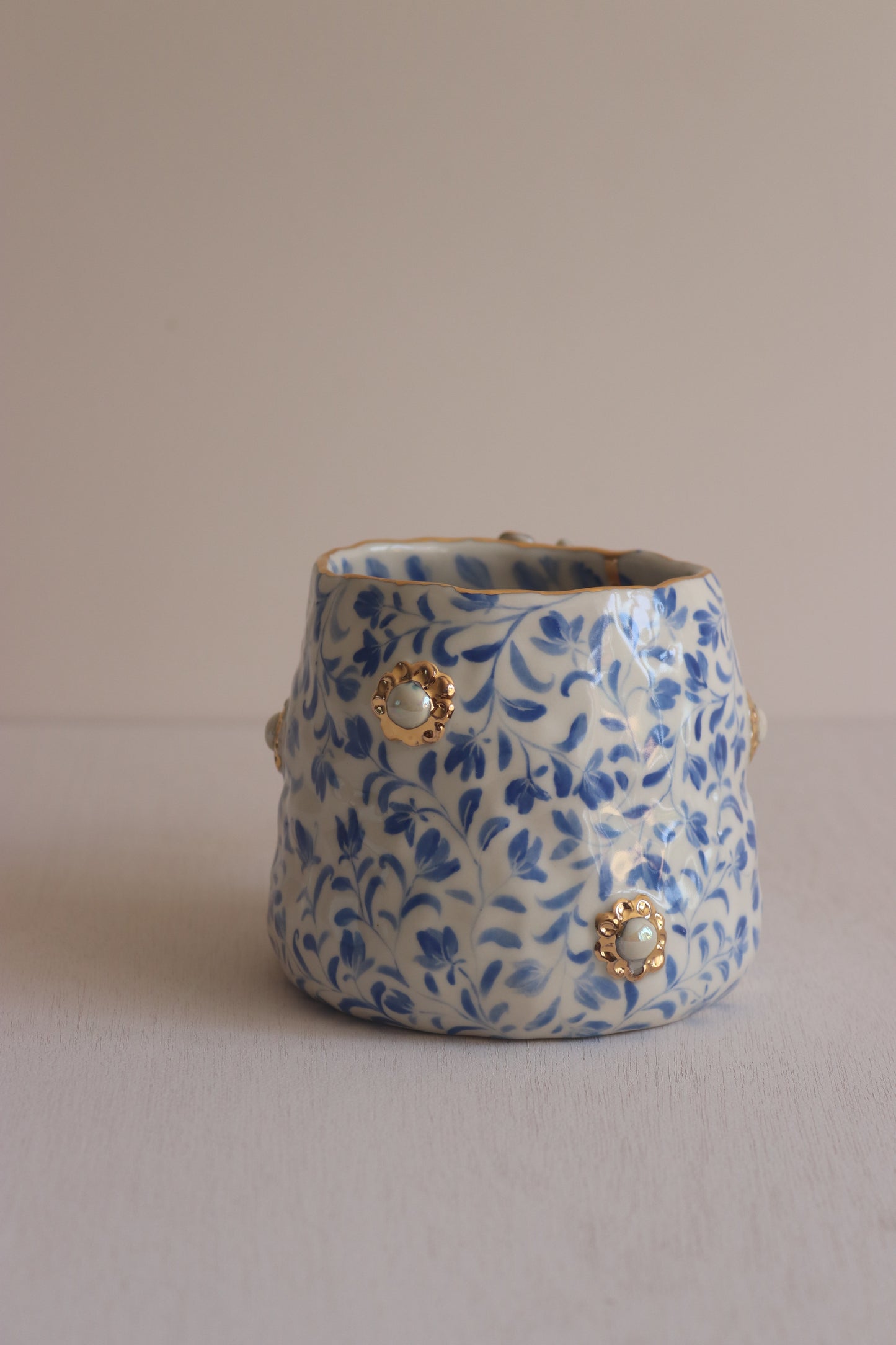 Blue China Mug with Gold Lustre